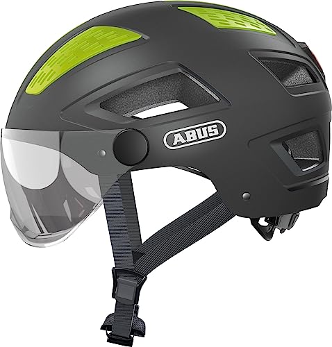 ABUS Stadthelm Hyban 2.0 ACE - Fahrradhelm mit Visier, Licht und ABS-Hartschale - für Damen und Herren - Grau (titan), Größe XL von ABUS