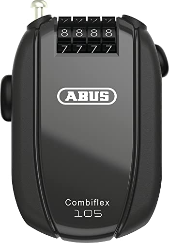 ABUS Kabelschloss Combiflex – Schloss zur Sicherung von Skiern, Helm, Kinderwagen und Gepäck – Rest 105 – 105 cm lang – 2,4 mm stark – mit Zahlencode – mit Halter CHR, Schwarz von ABUS