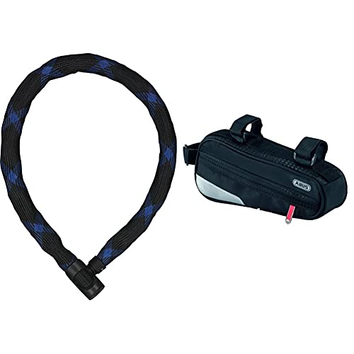 ABUS Kettenschloss Ivera Chain 7210 – Fahrradschloss mit Kunstfaserummantelung – ABUS-Sicherheitslevel 8 – 110 cm – Schwarz & Fahrradtasche ST 2200, Black, 25.5 x 10 x 5 cm von ABUS