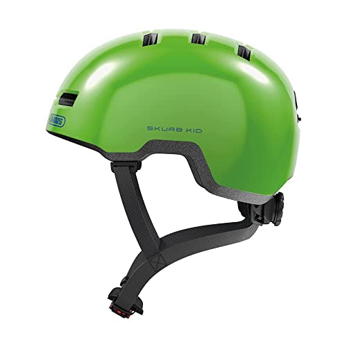 ABUS Kinderhelm Skurb Kid - robuster Fahrradhelm im Skater-Look mit Platz für einen Zopf und vielfältigen Designs - für Mädchen und Jungen - Grün Glänzend, Größe S ABUS Kinderhelm Skurb Kid - robuster Fahrradhelm im Skater-Look mit Platz für einen Zopf und vielfältigen Designs - für Mädchen und Jungen - Grün Glänzend, Größe S von ABUS