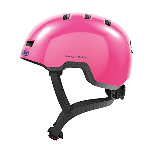 ABUS Kinderhelm Skurb Kid - robuster Fahrradhelm im Skater-Look mit Platz für einen Zopf und vielfältigen Designs - für Mädchen und Jungen - Pink Glänzend, Größe S von ABUS