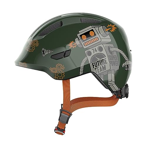 ABUS Kinderhelm Smiley 3.0 - Fahrradhelm mit tiefer Passform, kindergerechten Designs & Platz für einen Zopf - für Mädchen und Jungs - Grün mit Roboter-Muster, Größe S ABUS Kinderhelm Smiley 3.0 - Fahrradhelm mit tiefer Passform, kindergerechten Designs & Platz für einen Zopf - für Mädchen und Jungs - Grün mit Roboter-Muster, Größe S von ABUS