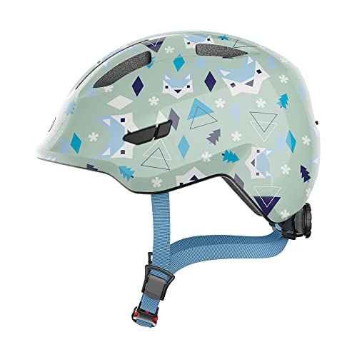 ABUS Kinderhelm Smiley 3.0 - Fahrradhelm mit tiefer Passform, kindergerechten Designs & Platz für einen Zopf - für Mädchen und Jungs - Hellgrün mit Muster, Größe M von ABUS