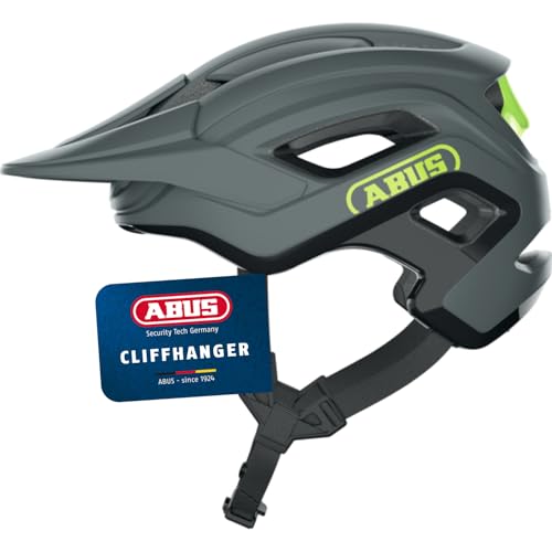 ABUS MTB-Helm Cliffhanger - Fahrradhelm für anspruchsvolle Trails - mit großen Lüftungsöffnungen & TriVider Riemensystem - für Damen und Herren - Grau/Gelb, Größe L von ABUS