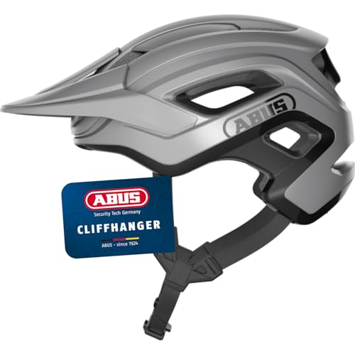 ABUS MTB-Helm Cliffhanger - Fahrradhelm für anspruchsvolle Trails - mit großen Lüftungsöffnungen und TriVider Riemensystem - für Damen und Herren - Silber, Größe M ABUS MTB-Helm Cliffhanger - Fahrradhelm für anspruchsvolle Trails - mit großen Lüftungsöffnungen und TriVider Riemensystem - für Damen und Herren - Silber, Größe M von ABUS