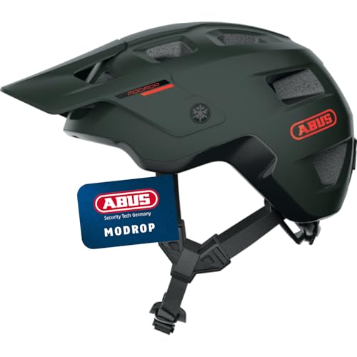 ABUS MTB-Helm MoDrop - robuster Fahrradhelm mit guter Belüftung für Mountainbiker - individuelle Passform - für Damen und Herren - Grün Matt, S von ABUS