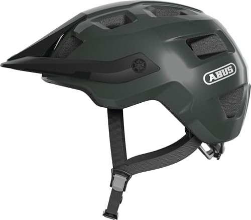 ABUS MTB-Helm MoTrip - robuster Fahrradhelm mit höhenverstellbarem Schirm für Mountainbiker - individuelle Passform - Unisex - Grün Glänzend, M, M (54-58 cm) von ABUS