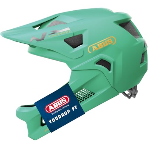 ABUS MTB-Helm YouDrop FF - Fullface-Helm für Kinder und Jugendliche - für den Einstieg in den Mountainbikesport - mit abnehmbarem Kinnschutz - Hellgrün, Größe S ABUS MTB-Helm YouDrop FF - Fullface-Helm für Kinder und Jugendliche - für den Einstieg in den Mountainbikesport - mit abnehmbarem Kinnschutz - Hellgrün, Größe S von ABUS