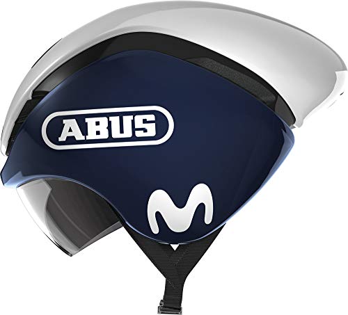 ABUS Zeitfahrhelm GameChanger TT - Aerodynamischer Fahrradhelm mit optimalen Ventilationseigenschaften für Damen und Herren - Blau/Weiß, Größe M (52-58 cm) von ABUS