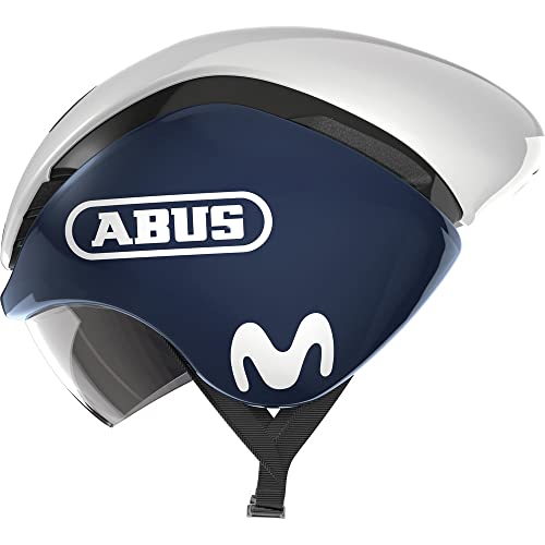 ABUS Zeitfahrhelm GameChanger TT - Aerodynamischer Fahrradhelm mit optimalen Ventilationseigenschaften für Damen und Herren - Blau/Weiß, Größe M (52-58 cm) von ABUS