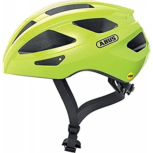 ABUS Rennradhelm Macator MIPS - Fahrradhelm für Einsteiger mit Schirm - geeignet für Zopfträger/-innen - für Damen und Herren - Gelb, Größe L von ABUS