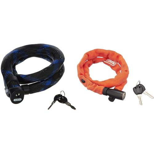 ABUS Panzerkabelschloss Ivera Steel-O-Flex 7200 - Kabelschloss aus Stahlkabel mit Panzer aus Stahlhülsen 110 cm & Kettenschloss 1500 Web – Fahrradschloss aus Spezialstahl – 4 mm Rundkette 60 cm Orange ABUS Panzerkabelschloss Ivera Steel-O-Flex 7200 - Kabelschloss aus Stahlkabel mit Panzer aus Stahlhülsen 110 cm & Kettenschloss 1500 Web – Fahrradschloss aus Spezialstahl – 4 mm Rundkette 60 cm Orange von ABUS