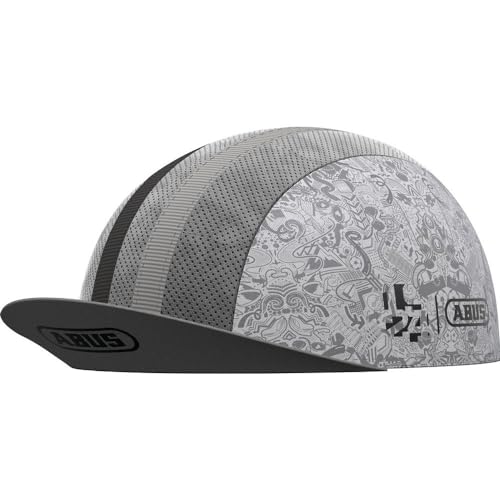 ABUS Race Cap - stylische Cycling Cap mit Sweatband - Schutz vor Sonne, Insekten und Schweiß - passt unter den Rennradhelm - für Damen und Herren - Weiß/Grau mit Muster, Größe M ABUS Race Cap - stylische Cycling Cap mit Sweatband - Schutz vor Sonne, Insekten und Schweiß - passt unter den Rennradhelm - für Damen und Herren - Weiß/Grau mit Muster, Größe M von ABUS