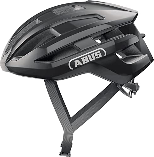 ABUS Rennradhelm PowerDome - leichter Fahrradhelm mit cleverem Belüftungssystem und aerodynamischem Profil - Made in Italy - für Damen und Herren - Schwarz Glänzend, Größe S von ABUS