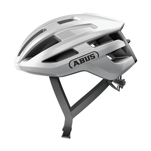 ABUS Rennradhelm PowerDome - leichter Fahrradhelm mit cleverem Belüftungssystem und aerodynamischem Profil - Made in Italy - für Damen und Herren - Silber, Größe L von ABUS