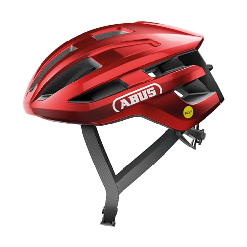 ABUS Rennradhelm PowerDome MIPS - leichter Fahrradhelm mit cleverem Belüftungssystem und Aufprallschutz - Made in Italy - für Damen und Herren - Rot, Größe S von ABUS
