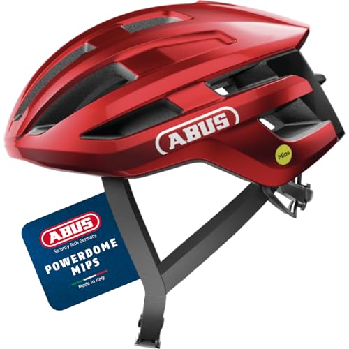 ABUS Rennradhelm PowerDome MIPS - leichter Fahrradhelm mit cleverem Belüftungssystem und Aufprallschutz - Made in Italy - für Damen und Herren - Rot, Größe S von ABUS