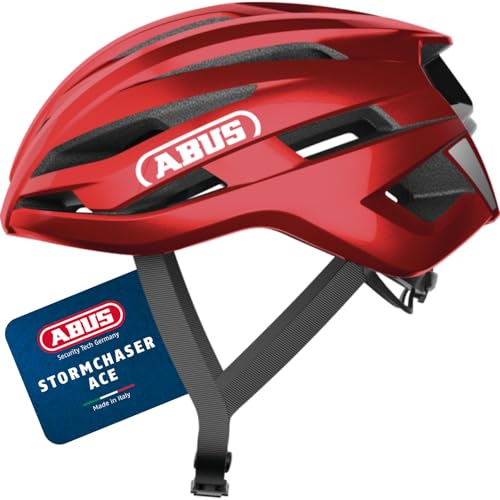 ABUS Rennradhelm StormChaser ACE - leichter Fahrradhelm für Radrennen, Gravelbike-Touren und Cyclocross - für Damen und Herren - Größe L, Rot ABUS Rennradhelm StormChaser ACE - leichter Fahrradhelm für Radrennen, Gravelbike-Touren und Cyclocross - für Damen und Herren - Größe L, Rot von ABUS