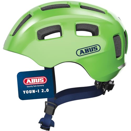 ABUS Fahrradhelm Youn-I 2.0 - mit Licht für Kinder, Jugendliche und junge Erwachsene - für Mädels und Jungs - Grün (funkelnd), Größe S von ABUS