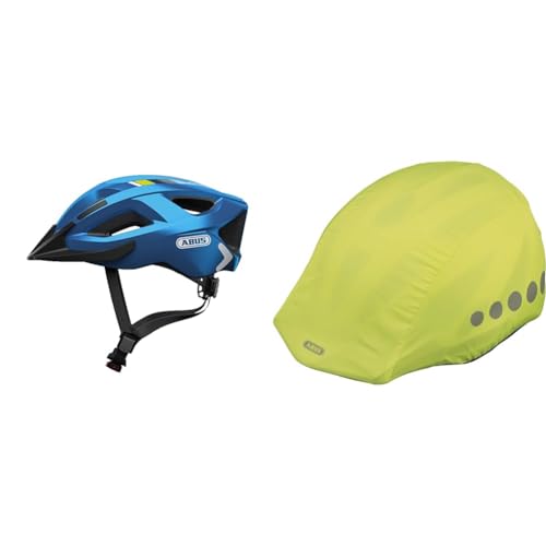 ABUS Stadthelm Aduro 2.0 - Allround-Fahrradhelm mit Licht & Regenkappe für Helme - Regenschutz mit dekorativen Reflektoren und Gummizug - wasserabweisend – Gelb ABUS Stadthelm Aduro 2.0 - Allround-Fahrradhelm mit Licht & Regenkappe für Helme - Regenschutz mit dekorativen Reflektoren und Gummizug - wasserabweisend – Gelb von ABUS