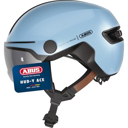 ABUS Stadthelm HUD-Y ACE - stylischer Fahrradhelm mit Visier und magnetischem, aufladbarem LED-Rücklicht - für Damen und Herren - Blau, Größe L ABUS Stadthelm HUD-Y ACE - stylischer Fahrradhelm mit Visier und magnetischem, aufladbarem LED-Rücklicht - für Damen und Herren - Blau, Größe L von ABUS