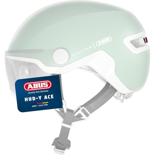 ABUS Stadthelm HUD-Y ACE - stylischer Fahrradhelm mit Visier und magnetischem, aufladbarem LED-Rücklicht - für Damen und Herren - Pure Mint, Größe L ABUS Stadthelm HUD-Y ACE - stylischer Fahrradhelm mit Visier und magnetischem, aufladbarem LED-Rücklicht - für Damen und Herren - Pure Mint, Größe L von ABUS