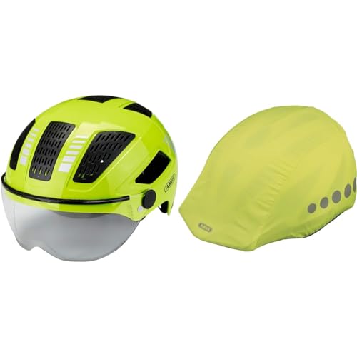 ABUS Stadthelm Hyban 2.0 ACE - Fahrradhelm & Regenkappe für Helme - Regenschutz mit dekorativen Reflektoren und Gummizug - wasserabweisend – Gelb ABUS Stadthelm Hyban 2.0 ACE - Fahrradhelm & Regenkappe für Helme - Regenschutz mit dekorativen Reflektoren und Gummizug - wasserabweisend – Gelb von ABUS