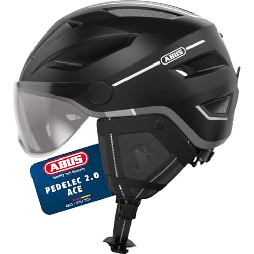 ABUS Stadthelm Pedelec 2.0 ACE - Fahrradhelm mit Rücklicht, Visier, Regenhaube, Ohrenschutz - für Damen und Herren - Schwarz Matt, Größe L ABUS Stadthelm Pedelec 2.0 ACE - Fahrradhelm mit Rücklicht, Visier, Regenhaube, Ohrenschutz - für Damen und Herren - Schwarz Matt, Größe L von ABUS
