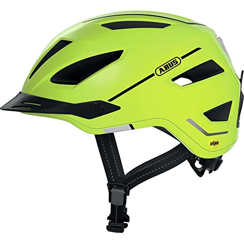 ABUS Stadthelm Pedelec 2.0 MIPS - Fahrradhelm mit Rücklicht, Schirm, Regenhaube und MIPS-Aufprallschutz - für Damen und Herren - Gelb Glänzend, Größe L von ABUS