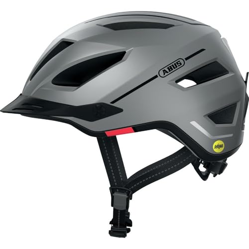 ABUS Stadthelm Pedelec 2.0 MIPS - Fahrradhelm mit Rücklicht, Schirm, Regenhaube und MIPS-Aufprallschutz - für Damen und Herren - Silber Matt, Größe M von ABUS