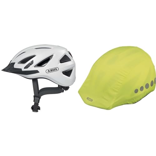 ABUS Stadthelm Urban-I 3.0 - Fahrradhelm mit Rücklicht, Schirm und Magnetverschluss & Regenkappe für Helme - Regenschutz mit dekorativen Reflektoren und Gummizug - wasserabweisend – Gelb ABUS Stadthelm Urban-I 3.0 - Fahrradhelm mit Rücklicht, Schirm und Magnetverschluss & Regenkappe für Helme - Regenschutz mit dekorativen Reflektoren und Gummizug - wasserabweisend – Gelb von ABUS