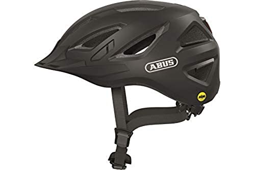 ABUS Stadthelm Urban-I 3.0 MIPS - Fahrradhelm mit Rücklicht, Schirm und Magnetverschluss für den Stadtverkehr - für Damen und Herren - Schwarz Matt, L von ABUS