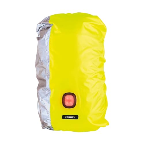 ABUS Regenschutz für Rucksäcke - Lumino X-Urban Cover mit integriertem USB-Rücklicht - wasserdichter & sichtbarer Rucksacküberzug - Gelb/Silber von ABUS