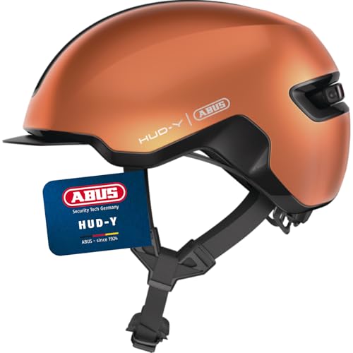 ABUS Urban Helm HUD-Y - mit magnetischem, aufladbarem LED-Rücklicht & Magnetverschluss - cooler Fahrradhelm für den Alltag - für Damen und Herren - Orange, Größe M ABUS Urban Helm HUD-Y - mit magnetischem, aufladbarem LED-Rücklicht & Magnetverschluss - cooler Fahrradhelm für den Alltag - für Damen und Herren - Orange, Größe M von ABUS