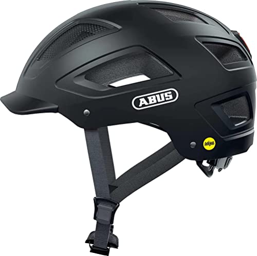 ABUS Stadthelm Hyban 2.0 MIPS - Fahrradhelm für den Alltag mit Rücklicht, ABS-Hartschale, Aufprallschutz - für Damen und Herren - Schwarz Matt, Größe M von ABUS