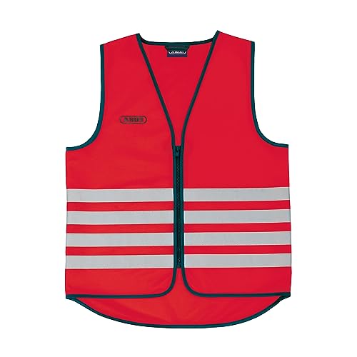 ABUS Warnweste Lumino Day Vest – rote Sicherheitsweste für bessere Sichtbarkeit bei Tag und Nacht - für Erwachsene - mit Reißverschluss - Größe XL von ABUS