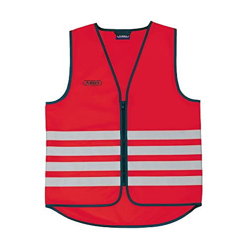 ABUS Warnweste Lumino Day Vest – rote Sicherheitsweste für bessere Sichtbarkeit bei Tag und Nacht - für Erwachsene - mit Reißverschluss - Größe XXL von ABUS