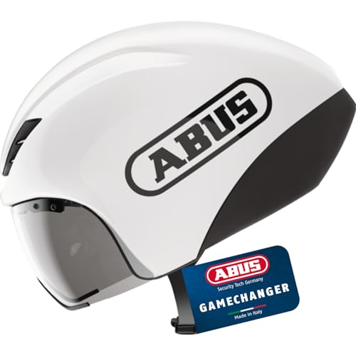ABUS Zeitfahrhelm Gamechanger TT 1.1 - aerodynamischer Fahrradhelm für sportliches Fahren - Triathlon, Zeitfahren und Bahnradfahren - für Damen und Herren - Größe L, Weiß ABUS Zeitfahrhelm Gamechanger TT 1.1 - aerodynamischer Fahrradhelm für sportliches Fahren - Triathlon, Zeitfahren und Bahnradfahren - für Damen und Herren - Größe L, Weiß von ABUS