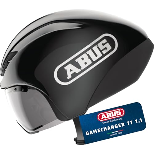 ABUS Zeitfahrhelm Gamechanger TT 1.1 - aerodynamischer Fahrradhelm für sportliches Fahren - Triathlon, Zeitfahren und Bahnradfahren - für Damen und Herren - Größe S, Schwarz von ABUS