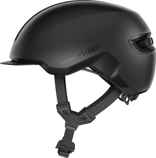 Abus Hud-Y Velvet Black | Schwarzer Fahrradhelm LED von ABUS