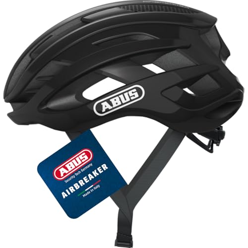 ABUS Rennradhelm AirBreaker - High-End Fahrradhelm für den professionellen Radsport - für Jugendliche und Erwachsene - Helm für Damen und Herren - Schwarz Glänzend, Größe S von ABUS