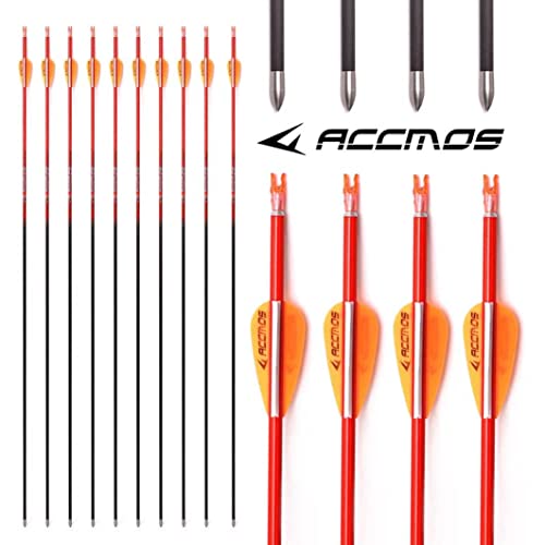 ACCMOS Spine 800 ID 4,2 mm Bogenschießen Pfeile, für Compound Bogen Recurve Bögen Jagd Schießen Orange oder Gelb Carbon Pfeil 12 St (29inch, OW Spine 800) von ACCMOS