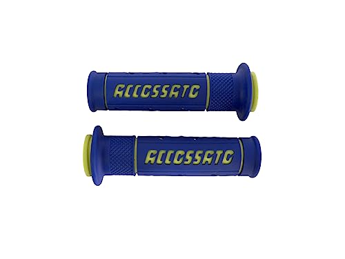 Paar Griffe aus Zweikomponenten-Gummi, Blau mit Schriftzug Accossato Gelb für MV Agusta F4 1000 R von 2006 bis 2019 (CC 1000) von ACCOSSATO