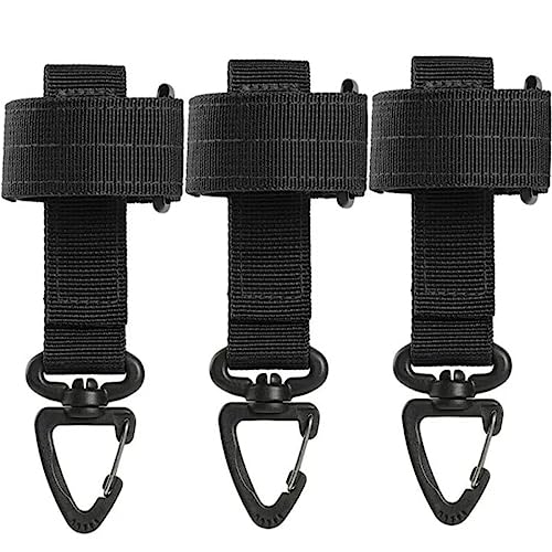 ACEXIER 3PCS Outdoor Keychain Taktische Gear Clip Keeper Pouch Gürtel Keychain EDC Molle Gurtband Handschuhe Seil Halter Militär Molle Haken (Black) von ACEXIER