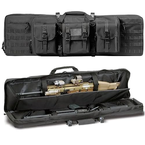 ACEXIER Double Rifle Bag Gepolsterte abschließbare Karabiner Lange Gewehrtasche Gewehrrucksack Waffentasche für Jagd Schießstand Schusswaffentransport mit Molle-System (Black,37inches/95cm) von ACEXIER