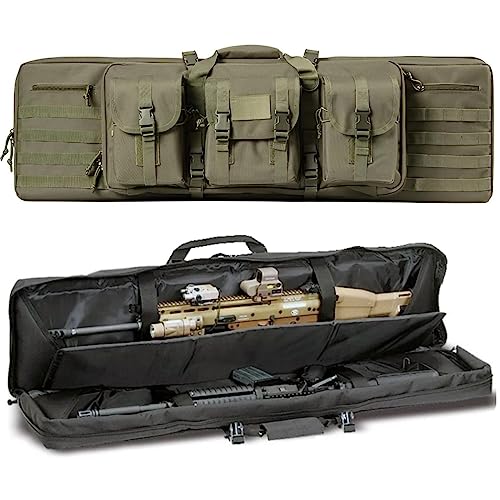 ACEXIER Double Rifle Bag Gepolsterte abschließbare Karabiner Lange Gewehrtasche Gewehrrucksack Waffentasche für Jagd Schießstand Schusswaffentransport mit Molle-System (Green,42inches/108cm) von ACEXIER