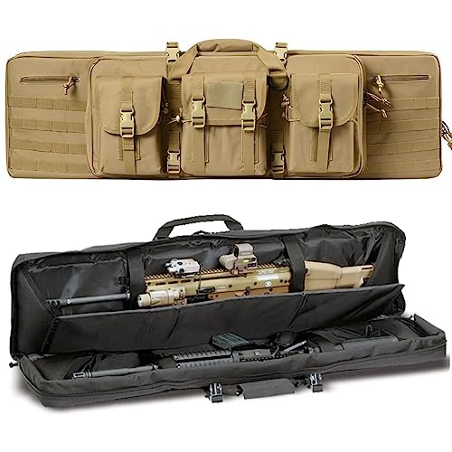 ACEXIER Double Rifle Bag Gepolsterte abschließbare Karabiner Lange Gewehrtasche Gewehrrucksack Waffentasche für Jagd Schießstand Schusswaffentransport mit Molle-System (Khaki,42inches/108cm) von ACEXIER