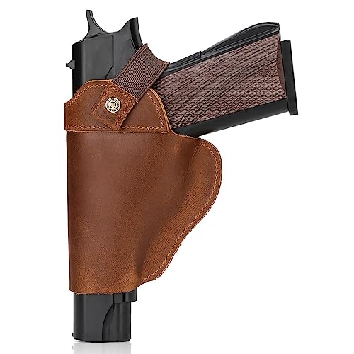 ACEXIER Echtes Leder Pistolenholster Universal Waffenholster Lederholster Verstellbare Taille Verstecktes Holster Carry Jagdzubehör (Brown) von ACEXIER