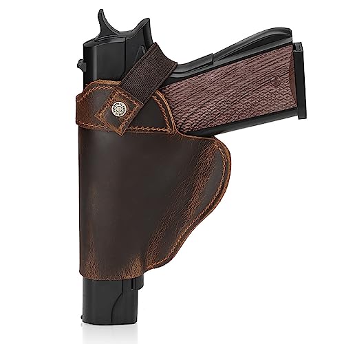 ACEXIER Echtes Leder Pistolenholster Universal Waffenholster Lederholster Verstellbare Taille Verstecktes Holster Carry Jagdzubehör (Coffee) von ACEXIER