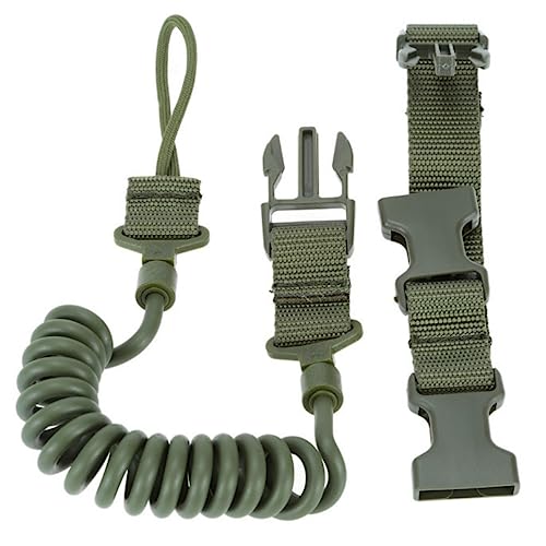 ACEXIER Militärisches taktisches Schlüsselband Mehrzweck-Feder-Lanyard-Pistole Sicheres Lanyard-Gewehr-Sling-Strap-Schießen Jagdwaffenzubehör (Green) von ACEXIER